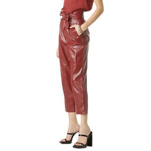 NWT Kimiko Faux Leather High Waisted Tie Belt Cropped Pants, Size S